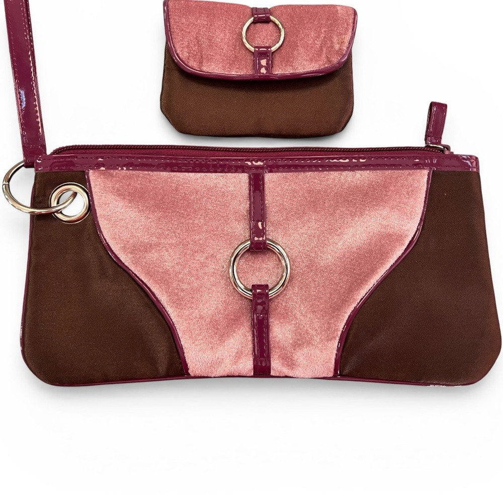Avon Vintage Y2K Brown Satin & Pink Crushed Velvet 2-Piece Bundle